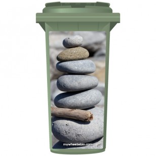 Stack Of Pebbles At The Beach Wheelie Bin Sticker Panel